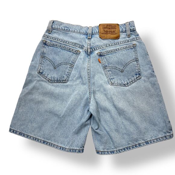 Vintage Levi's 950 Relaxed Fit Jean Shorts Women's Size 9 Light Blue Orange Tab - Picture 2 of 10